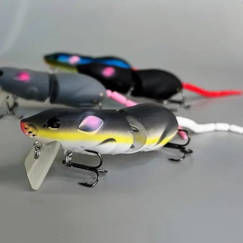 3Pcs Premium Topwater Mouse Fishing Lures - Realistic Bionic Rat Bait for Bass, Trout, Catfish, Pike, Perch - Freshwater &...