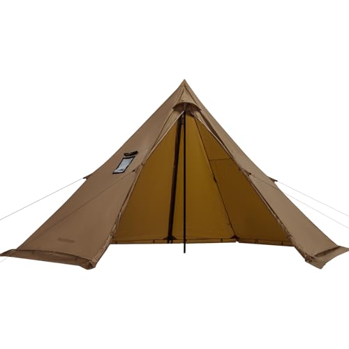 Hot Tent with Stove Jack and Snow Skirt, 6.89~8.53ft Standing Room, 2~5 Person, Tipi Tent for Family Hiking, Fishing, Hunt...