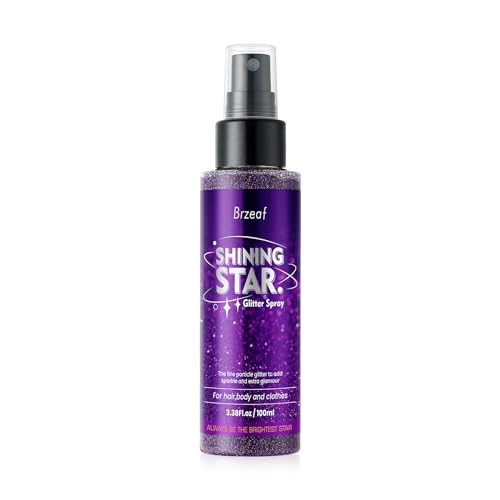 Brzeaf Waterproof Glitter Spray, Christmas Glitter Spray for Hair and Body, Long-Lasting & Quick-Drying, Shiny Glitter Hai...