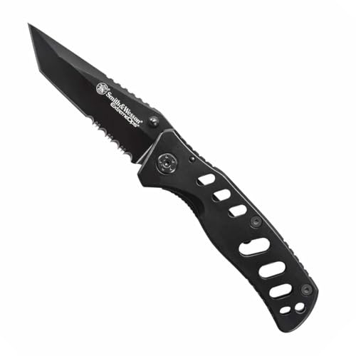 Smith & Wesson Extreme Ops CK10HBS 7.8in S.S. Folding Knife with 3.4in Serrated Tanto Point Blade and S.S. Handle for Outd...