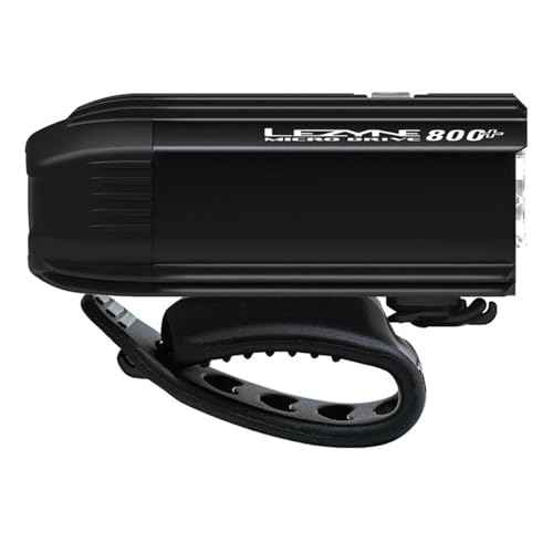 LEZYNE Micro Drive Bicycle USB Rechargeable IPX7 Waterproof White LED Front Light w/Multiple Solid & Flash Modes | Integrated Silicone Rubber Strap Mount - 800/600 Lumens Options