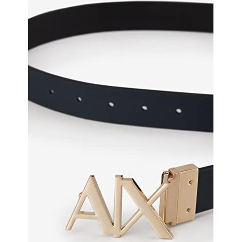 Armani Exchange mens Gold Buckle Reversible Hinge Belt