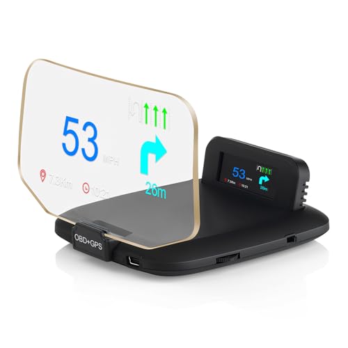 OBD2 Heads Up Display Turn Indication for Car MAIMEIMI OBD2 & GPS Dual System Digital Speedometer for Car HUD MPH Projecto...