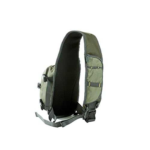 Allen Company Cedar Creek Fly Fishing Sling Pack - Fits up to 4 Tackle/Fly Boxes and Other Accessories - Gray/Lime and Olive Green