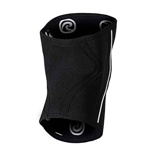 Rehband Open Patella Knee Brace 5mm Neoprene, Supportive Knee Sleeve with Patella Support, Knee Protection for Strength Training, Jogging & Fitness, Colour:Black - 1 Pair, Size:Large