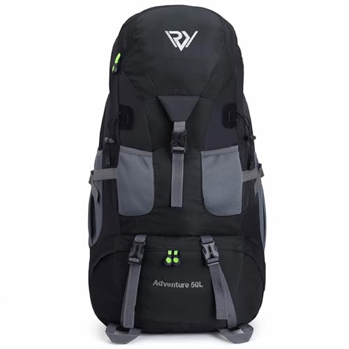 RuRu monkey 50L Hiking Backpack, Waterproof Lightweight Daypack for Outdoor Camping Travel