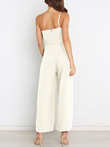ANRABESS Women Summer Dressy Jumpsuits One Shoulder Sleeveless Casual Wide Leg Pants Romper Jumper 2026 Trendy Fall Outfits