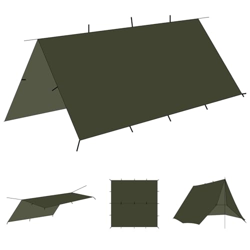 onewind 10×10 ft Camping Tarp, Multifunctional Awning Ultralight Waterproof Survival Tent Tarp Lightweight Hammock Rainfly...