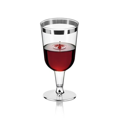 DecorRack 12 Plastic Wine Glasses, 6 Oz -BPA Free- Disposable Party Wine Cups, Perfect for Outdoor Parties, Weddings, Picn...