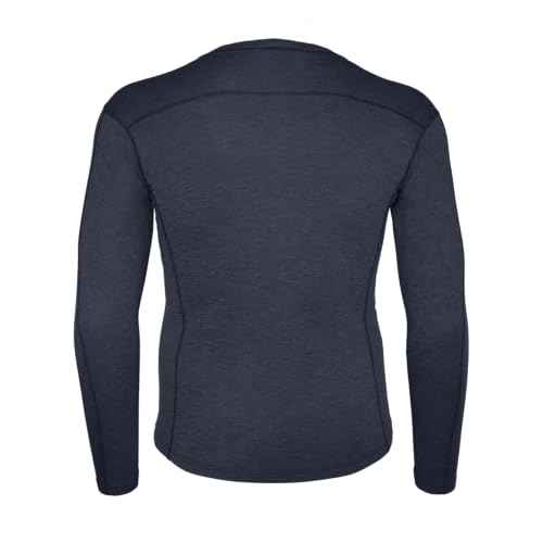Carhartt Men's Force Midweight Synthetic-Merino Wool Blend Base Layer Crewneck Pocket Top, Navy Heather, Large US