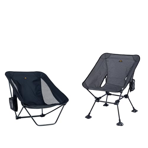 iClimb 1 Anti-Sink Large Feet Chair and 1 Low Folding Chair, Ultralight Compact for Adults Outdoor Camping Backpacking Hiking