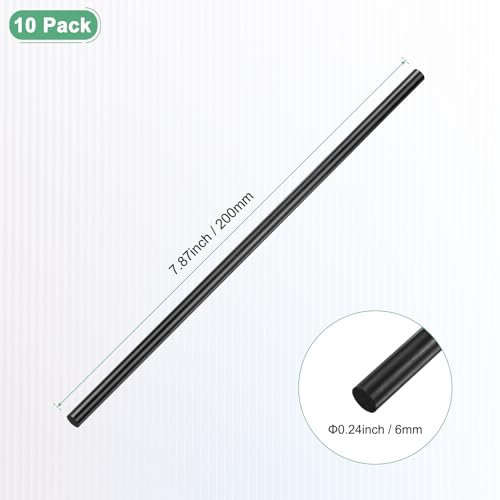 M METERXITY 10-Pack Carbon Fiber Rods, 200mm Length 6mm Dia Carbon Fiber Solid Matte Pole for RC Airplane/DIY Craft/Quadco...