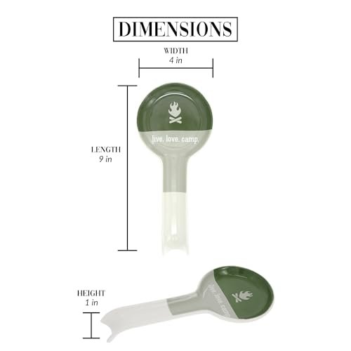 Pavilion Gift Company - Live. Love. Camp. - 9.25" Stoneware Ceramic Spoon Rest Woodsy Outdoorsy Adventure Cabin Camping Ca...