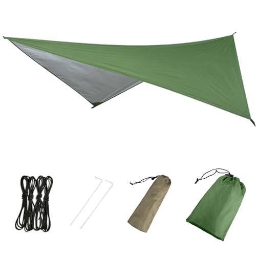Azarxis Hammock Camping Tarp Rain Fly, Waterproof Tent Shelter Awning Sunshade Cloth Picnic Mat for Outdoor Hiking Beach B...