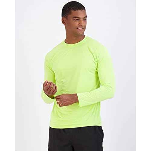 Real Essentials 4 Pack: Mens Long Sleeve Rash Guard Shirt UPF 50+ Swim Beach UV Sun Protection Fishing Quick Dry (Big & Tall)