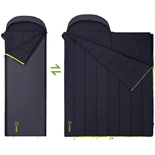 ATEPA Duck Down Sleeping Bag/Blanket for Backpacking, Ultralight Lightweight Rectangular Warm Weather Summer Compact Water...