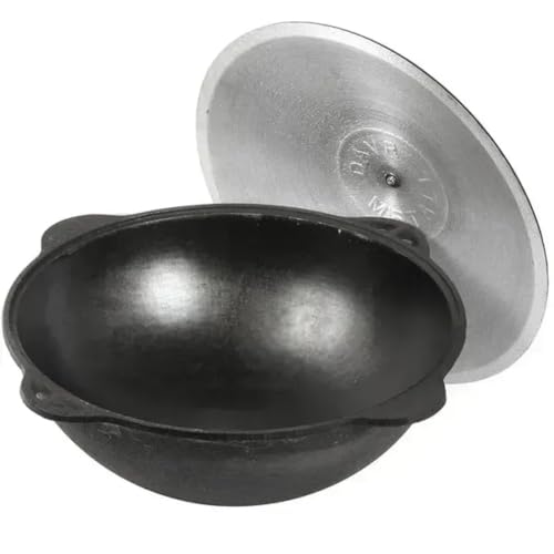 Dutch Oven Pot with Aluminum Lid 12 L (12.7 Quarts) - Camping Dutch Oven - Uzbek Kazan Cast Iron - Cast Iron Cookware Set...
