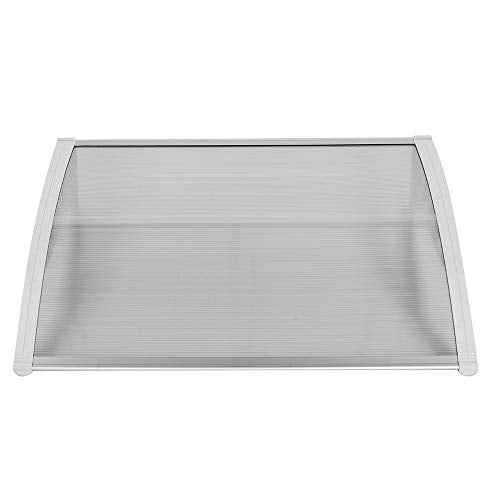 Outvita Window Awning Door Canopy 40"x30", Polycarbonate Cover Front Door Outdoor Patio Awning Canopy UV Rain Snow Sunlight Protection Hollow Sheet, Clear Board & White Bracket