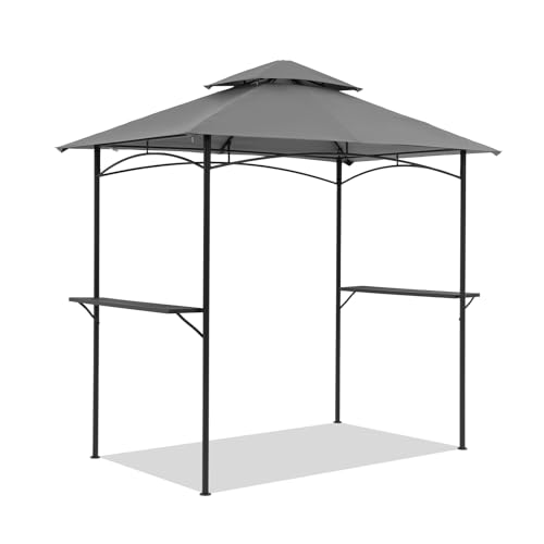 COBANA Grill Gazebo 8’x 5’ Outdoor Patio Backyard BBQ Grill Shelter Double Tiered Soft Canopy Top with Steel Frame and Bar...