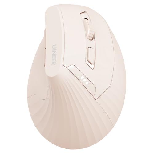 Uineer Ergonomic Wireless Mouse Pink,Bluetooth Vertical Mouse with BT5.0/4.0/2.4G, Rechargeable with Battery Indicator,Erg...