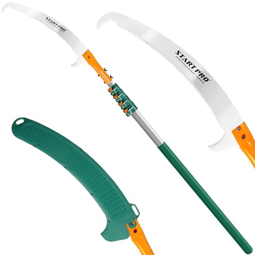 StartPro 18ft Tree Pruning Saw, Telescopic Manual Lightweight Extendable Pole Saw with Sharp Carbon-Enriched Blade for Eff...