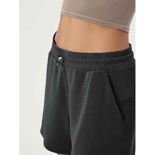 ODODOS Modal Soft Relaxed Shorts for Women Adjustable Shockcord High Waist Casual Shorts with Pockets - 4" / 6" Inseam