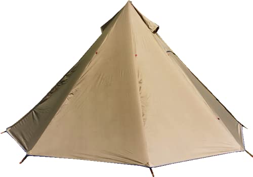 Ultralight 2 Person Tipi Hot Tent with Fire Retardant Stove Jack for Flue Pipes with 2 Doors Brown Green