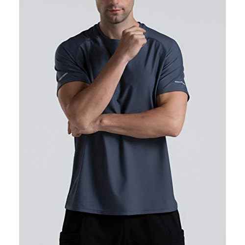 Men's Cooling Ice Silk Running Shirts Quick Dry Short Sleeve Athletic Gym T-Shirts UPF 50+ Outdoor Workout Tshirts