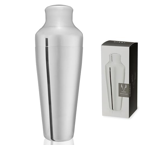 Viski Parisian Cocktail Shaker for Cold Brew Cocktails, Margarita, Espresso Martini, Contoured High Shine Polished Stainle...