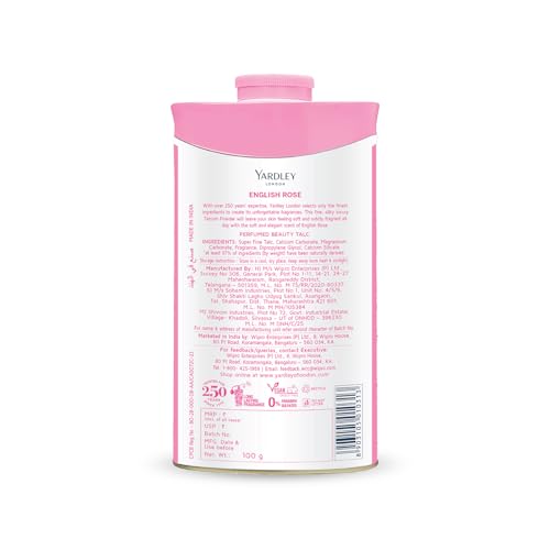 Yardley London English Rose Perfumed Deodorizing Talc Talcum Powder 100gm