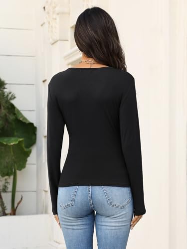 EasyGala Womens Wrap Long Sleeve Shirts Ruched V Neck Tops Sexy Dressy Slim Fit Fall Outfits 2026