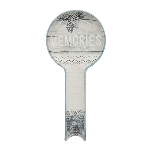 Pavilion Gift Company - Memories Made - Pine Cone 9.25" Stoneware Ceramic Spoon Rest Woodsy Outdoorsy Adventure Cabin Camp...