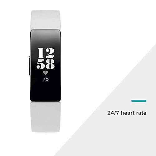 Fitbit Inspire HR Heart Rate and Fitness Tracker With S and L Bands, White, One Size, 1 Count