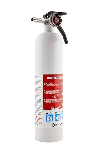First Alert Marine1 Fire Extinguisher, UL Rated 1-A:10-B:C, White, FE1A10GR with Metal Bracket Bundle