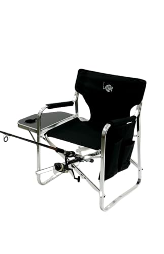 Tuscany Pro Oasis Premium Director Fishing Chair with Rod Holder - Folding Aluminum Chair