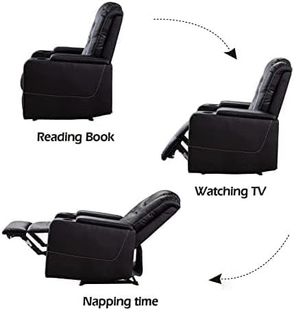 CANMOV Electric Power Recliner Chair Set of 4, Breathable Leather Home Theater Seating with Hidden Arm Storage, Power Recliner Chair for Living Room with USB Ports and Cup Holders,Black