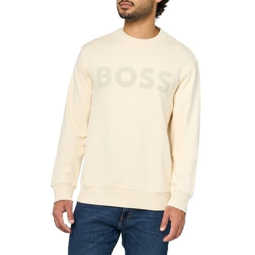 BOSS Men's Bold Logo French Terry Crew Neck Sweatshirt