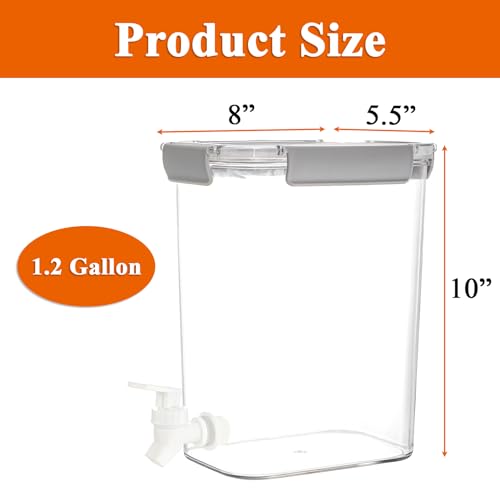 Elsjoy 1.2 Gallon Plastic Drink Dispenser with Spigot, Cold Beverage Dispenser Fridge Drink Container for Iced Tea, Lemona...