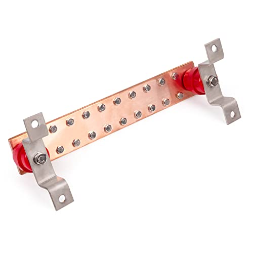 Copper Ground Bar Kit - .25" x 2" x 12" Busbar with 20 Terminal Positions