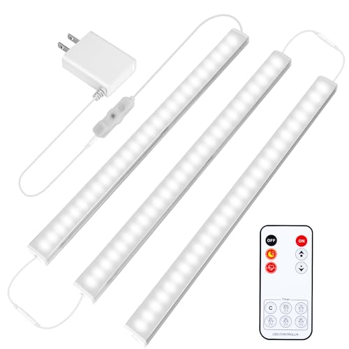 Maylit Under Cabinet Lights Plug in, 3 Pcs 12 Inch Ultra Thin Under Cabinet Lighting, Super Bright Daylight White Under Co...