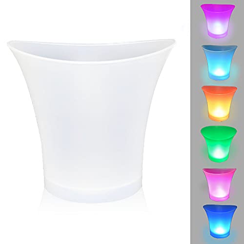 FIPASEN LED Ice Bucket, Regular 5L Large Capacity Lighted Ice Bucket with Automatic 7 Colors Changing for Party/Home/Bar/K...