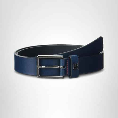 HUGO Stacked Logo Thin Buckle Leather Belt