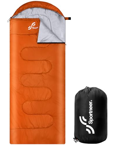 Sportneer Sleeping Bag, 3 Seasons Warm Cold Weather Sleeping Bags for Adults Kids Boys Girls with Compression Sack- Lightw...