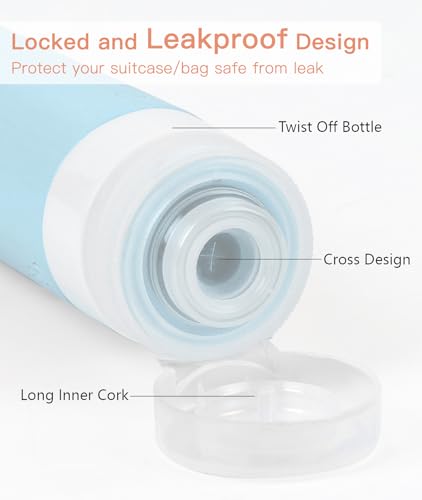 Quatish Travel Bottles for Toiletries 6 Pack, Original Patented Leakproof 3 oz Tsa Approved Travel Size Containers, BPA Fr...