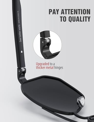 LUENX Aviator Sunglasses for Men Square Polarized Polygon Lens - UV 400 Protection with Accessories 61MM Driving Outdoor