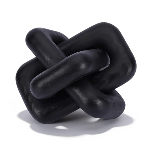 oliruim Wooden Knot Decoration Bohemian Decoration Hand-Carved Knot Black Coffee Table Decoration Suitable for Modern Home...