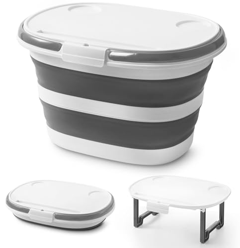 Zonopy Collapsible Bucket, Upgraded 16L (4.2 Gallon) Collapsible Mop Bucket with Multi-Functional Lid, Foldable Portable C...