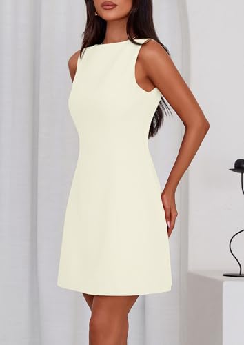 PRETTYGARDEN Womens Formal Short Dresses 2026 Summer Sleeveless Boat Neck A Line Elegant Mini Cocktail Party Dress