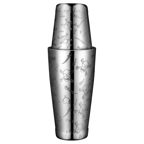 Stainless Steel Boston Shaker with Etched Pattern Weighted Shaking Tin Set 18 & 28oz Pattern Cocktail Shaker Set Two-Piece...