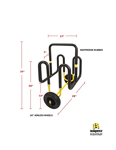 Suspenz Double SUP Transport Cart with Airless Wheels, Carrier/Trolley for 2 Stand Up Paddle Boards & Surfboards, Yellow (...